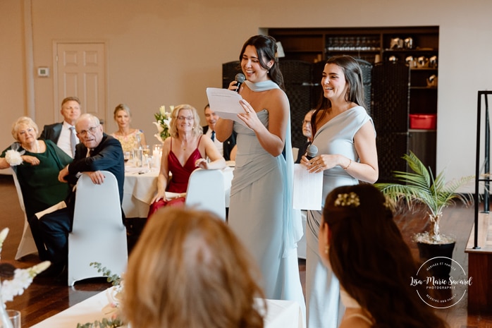 Wedding reception speech. Industrial wedding reception. Mariage à l'Espace Canal à Montréal. Photographe de mariage à Montréal. Espace Canal wedding. Montreal wedding photographer.