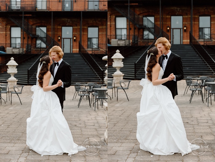 Urban wedding photos. Mariage à l'Espace Canal à Montréal. L'Ambroisie et Espace Canal. Photographe de mariage à Montréal. Espace Canal wedding. Montreal wedding photographer.