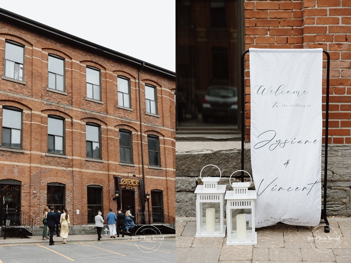 Outdoor industrial wedding ceremony. Mariage à l'Espace Canal à Montréal. L'Ambroisie et Espace Canal. Photographe de mariage à Montréal. Espace Canal wedding. Montreal wedding photographer.