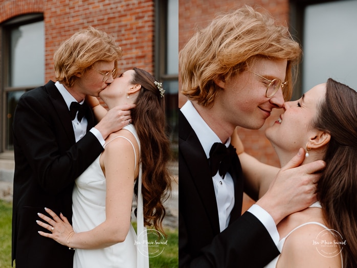 Urban wedding photos. Brick wall wedding photos. Mariage à l'Espace Canal à Montréal. Photos de mariage Canal Lachine. Photographe de mariage à Montréal. Espace Canal wedding. Montreal wedding photographer.