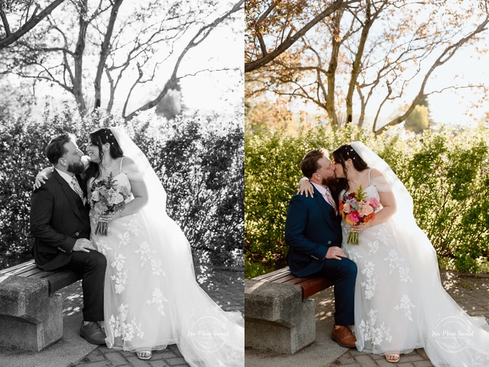 Spring wedding photos. Romantic wedding photos. Urban park wedding photos. Photographe de mariage au Saguenay. Photographe Saguenay-Lac-Saint-Jean. Vieux Port de Chicoutimi. Zone Portuaire Chicoutimi. Saguenay wedding photographer.