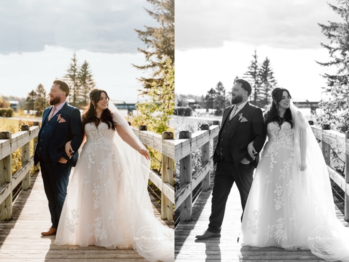 Spring wedding photos. Romantic wedding photos. Urban park wedding photos. Photographe de mariage au Saguenay. Photographe Saguenay-Lac-Saint-Jean. Vieux Port de Chicoutimi. Zone Portuaire Chicoutimi. Saguenay wedding photographer.