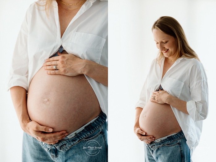 Lifestyle maternity photos. In-home maternity photos. Living room maternity photos. Séance photo lifestyle à Montréal. Photographe de maternité à domicile à Montréal. Montreal lifestyle photoshoot. Montreal in-home maternity photos.
