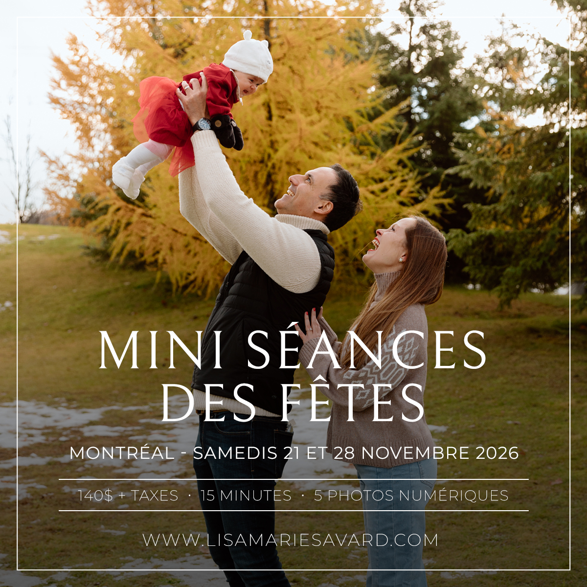 Mini séances des Fêtes 2026. Mini séances de Noël à Montréal. Photographe de famille à Montréal. 2026 Holiday mini sessions. Montreal Christmas mini sessions. Montreal family photographer.