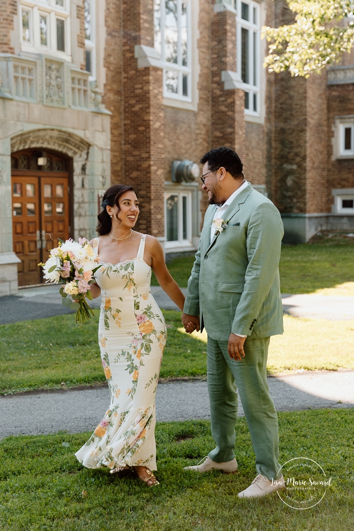 University campus wedding photos. Urban wedding photos. Campus Loyola Concordia. Mariage à Notre-Dame-de-Grâce. Mariage intime à Montréal. Photographe mariage Montréal. NDG backyard wedding. Montreal intime wedding. Montreal wedding photographer.